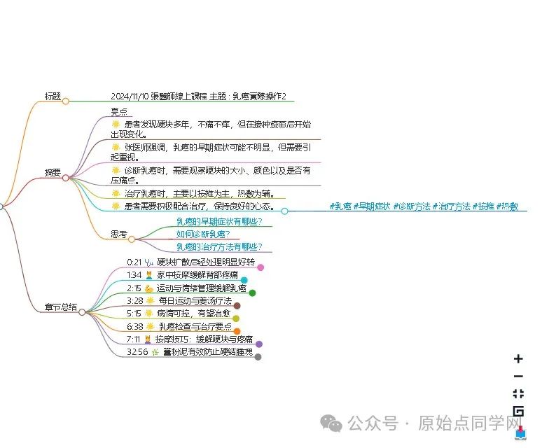 2024/11/10原始点手法教学 硬结肿块实作2 同学语音总结 笔记